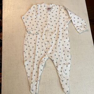 M&S White Baby One piece footie with pink and blue birds